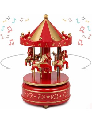 Atlı Karınca Müzik Kutusu, 17CM x 10CM - Kırmızı
