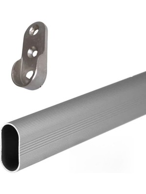 Oval Alüminyum 67 cm Dolap Içi Askı Borusu 2 Adet Flanş Vidaları - Dolap Içi Düzenleyiciler M