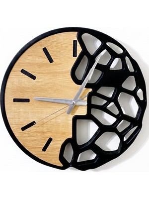 Modern Ahşap Duvar Saati - Minimalist Geometrik Tasarım - Sessiz Çalışan Dekoratif Saat - Ev ve