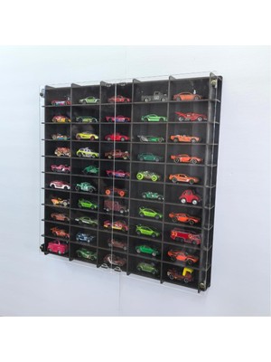 Pleksi Kapaklı 1/64 Ölçek 50ARAÇ Hotwheels Matchbox Metal Araç Uyumlu Model Oyuncak Araba Rafı