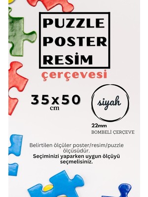 22LIK Kahverengi Puzzle Poster Resim Çerçevesi Pvcli Postersiz Resimsiz Çerçeve (Siyah, 35X50)