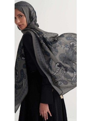 Antrasit Carell Mooon Monogram Floş Şal