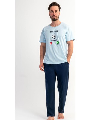 Vienetta Erkek Kısa Kollu Mavi Pijama Takımı C0T0N1106