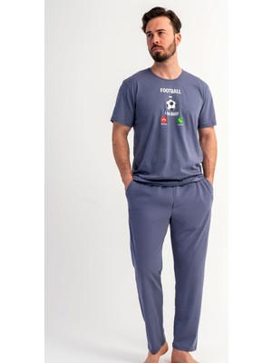 Vienetta Erkek Büyük Beden Kısa Kollu Füme Pijama Takımı C9T9N0106