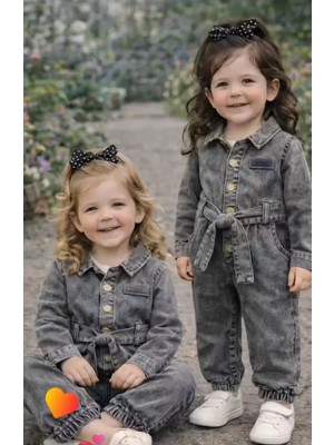 Veraura Lifestyle 3-12 Ay Kuşak Bağlamalı Kot Bebek Tulumu