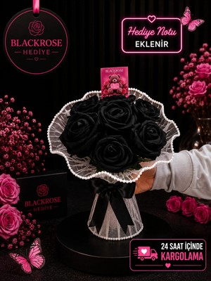 Kadife Gül Buketi Fırfırlı Tüllü - Gelin Eli - Sevgiliye Hediye - Buket - Düğün - Nikah