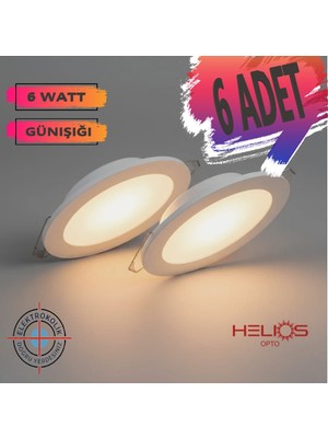 Helios Opto 6 Adet 6W Günışığı LED Spot (Beyaz Plastik Kasa)