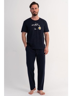 Vienetta Erkek Kısa Kollu Lacivert Pijama Takımı C1T2N1106