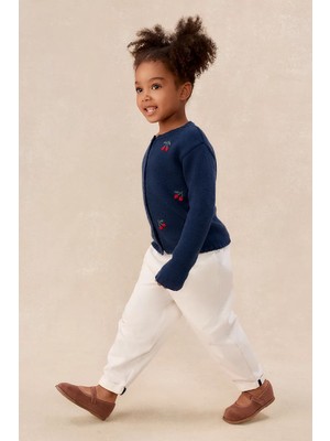 The White Company Organik Pamuk Karışımlı Kiraz Nakışlı Bebek Hırkası