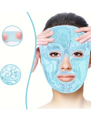 tp Buğz Terapi Jel Yüz Maskesi Soğuk ve Sıcak Boncuklu Ayarlanabilir Maske (Mavi)