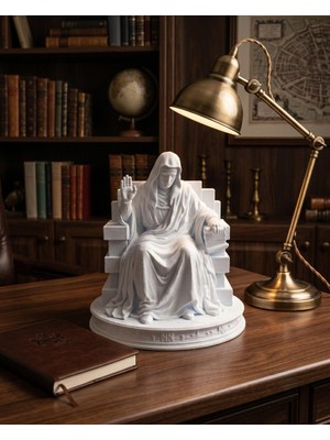 Laviera Kral Baldwin Kudüs Haçlı Tarihi Biblo Dekoratif Heykel 3D Baskı Hediyelik Obje 20 cm - Seramik Rengi
