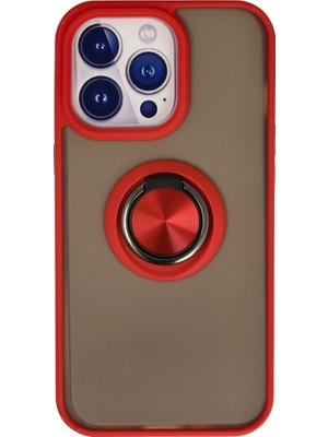 Magicool Iphone 15 Pro Max Kılıf Montreal Yüzüklü Silikon Kapak - Kırmızı