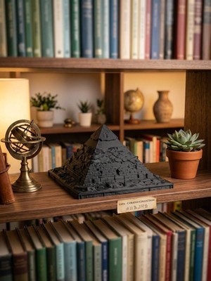 Laviera Giza Piramidi Biblo Antik Mısır Tarihi Dekoratif 3D Baskı Heykel Obje Ev Ofis Hediyesi 15cm - Siyah