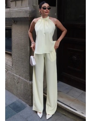 Kechi Woman Linda Twil Kumaş Halter Yaka Takım