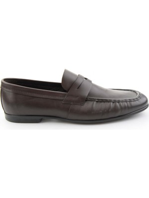 Bambi Kahve Hakiki Deri Erkek Loafer Ayakkabı E01648621803