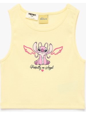 Koton Lisanslı Stitch Baskılı Kaşkorse Kolsuz Bisiklet Yaka Atlet