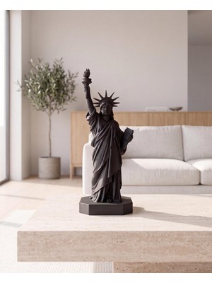 Laviera Özgürlük Heykeli Biblo Amerika Temalı Siyah Dekoratif 3D Baskı Obje Hediyelik Ev Ofis Aksesuar 20 cm