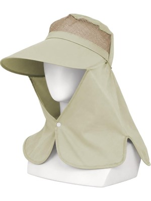 AlanSansli Ense Korumalı Outdoor Şapka - Fileli - Bej - Savex