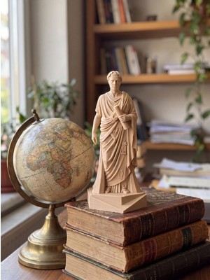 Laviera Jül Sezar Büst Biblo Antik Roma Heykel Dekoratif 3D Baskı Obje 15cm - Meşe Rengi Dolgulu Iç Yapı