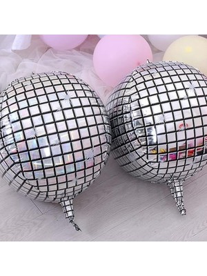 Patladı Gitti 4d Buyuk Boy Gumus Disco Kure Folyo Balon 22" Inc
