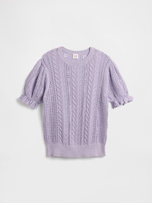 Gap Kız Çocuk Mor Pointelle Cable-Knit Kazak