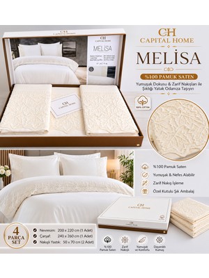 Capital Home Dantelli Çift Kişilik Nevresim Takımı 4 Lü Set