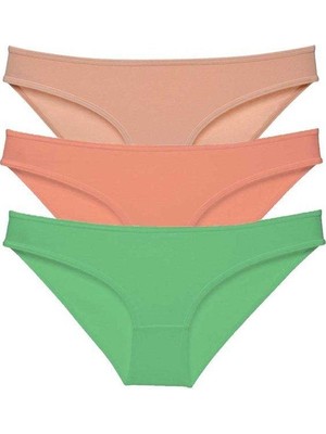 Kuzgun Ticaret 3 Adet Süper Eko Set Likralı Kadın Slip Külot Ten Pudra Yeşil