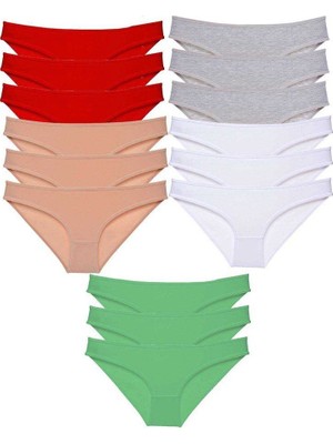 Kuzgun Ticaret 15 Adet Süper Eko Set Likralı Kadın Slip Külot 521