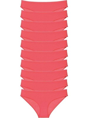 Kuzgun Ticaret 10 Adet Süper Eko Set Likralı Kadın Slip Külot Fuşya