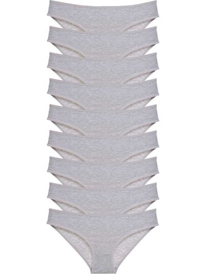Kuzgun Ticaret 9 Adet Süper Eko Set Likralı Kadın Slip Külot Gri
