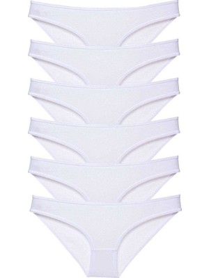 Kuzgun Ticaret 6 Adet Süper Eko Set Likralı Kadın Slip Külot Beyaz