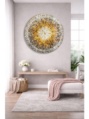 Taulart Modern Soft Tasarım Lüks Yuvarlak Cam Tablo