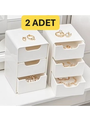 Empressco Iki Adet Mini Organizer, 3 Çekmeceli Çok Amaçlı Düzenleyici
