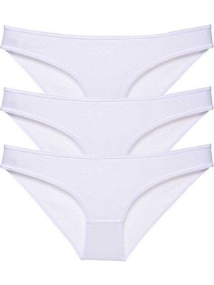 Kuzgun Ticaret 3 Adet Süper Eko Set Likralı Kadın Slip Külot Beyaz