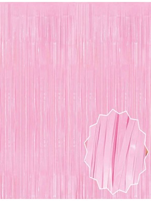 Mudanis Soft Pembe Püsküllü Kapı Perdesi - Parti, Baby Shower, Cinsiyet Partisi 1x2 M
