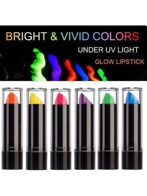 Mudanis Karanlıkta Parlayan Yanan Uv Neon Ruj Yüz Boyama 6 Adet 6 Renk