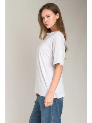 Lovely Things Ina Basic Oversıze Tişört Üst Giyim Pijama Üstü - Gri Melange