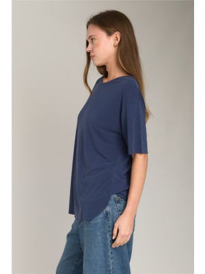 Lovely Things Adele Basic Dikişsiz Tişört Üst Giyim Pijama Üstü - Lacivert