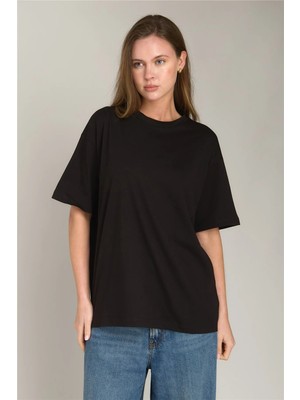 Lovely Things Ina Basic Oversıze Tişört Üst Giyim Pijama Üstü - Siyah
