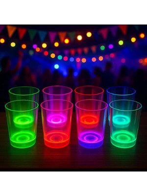 Mudanis Karanlıkta Yanan Gece Işığı Mega Glow Bardaklar 8 Adet 8.5 x 10.5 cm