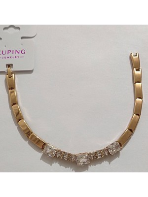 Zennemor Xuping Vıp Kaliteli Antialerjik Üç Baget Kesimli Zirkon Taşlı Rose Gold Bileklik