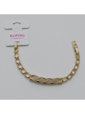 Zennemor Xuping Vıp Kaliteli Antialerjik 14K Altın Kaplamalı Baklava Dilimi Motifli Zirkon Taşlı Gold Bileklik