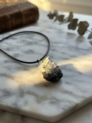 Meneva Aksesuar Ham Yosunlu Jasper (Moss Jasper) Doğal Taş Kolye