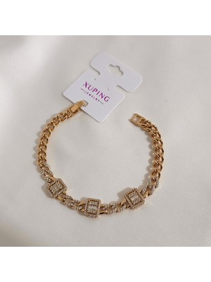 Zennemor Xuping Vıp Kaliteli Antialerjik Üç Baget Kesimli Zirkon Taşlı Kraliyet Rose Gold Bileklik