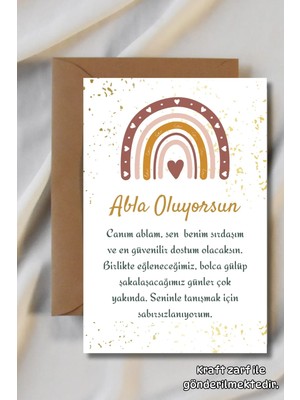 Metranya Abla Oluyorsun Müjde Kartı Hamilelik Hatıra Anı Kartı Bebek Hediyelik Yenidoğan Fotoğraf Çekim Kartı