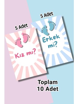 Metranya Kız Mı? Erkek Mi? 10 Adet Etkinlik Kartı Cinsiyet Belirleme Partisi Baby Shower Müjde Kartı Tahmin Dilek Hamile Anı Kartı