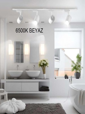 Empressco 5'li Beyaz Kasa ve Güneş Işığı LED Ray Spot Seti, 1 mt Raylı Armatür