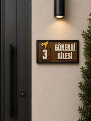 Arlia Design Kişiye Özel Ahşap Kapı Isimliği / 13 x 25 cm 6 mm Kaliteli Mdf