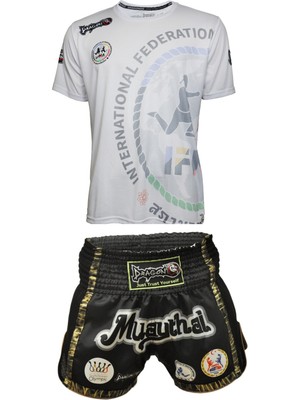 Empressco Profesyonel Muay Thai Seti, Şort ve Tişört, Federasyon Onaylı, Spor Için Ideal
