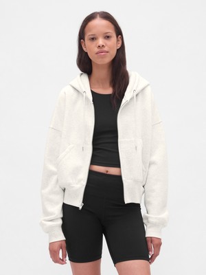 Gap Kadın Krem Vintagesoft Fermuarlı Wedge Sweatshirt